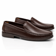 Valero Shoes Men’s Slip-On Formal Loafers with Textured Grain Finish