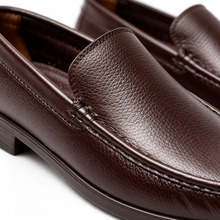 Valero Shoes Men’s Slip-On Formal Loafers with Textured Grain Finish